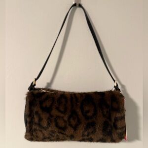 Leopard Faux Fur Shoulder Bag